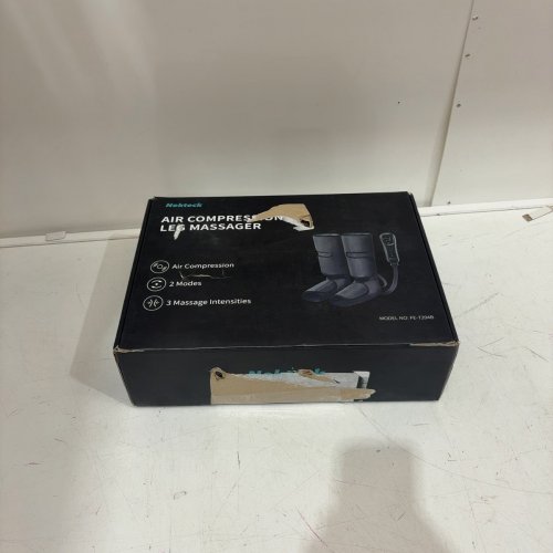 NEKTECK LEG MASSAGER WITH AIR COMPRESSION FOOT AND CALF MASSAGE MACHINE WITH CONTROLLER - 17" X 10" X 3" - BLACK/GRAY - (MODEL: FE-7204B) image 4