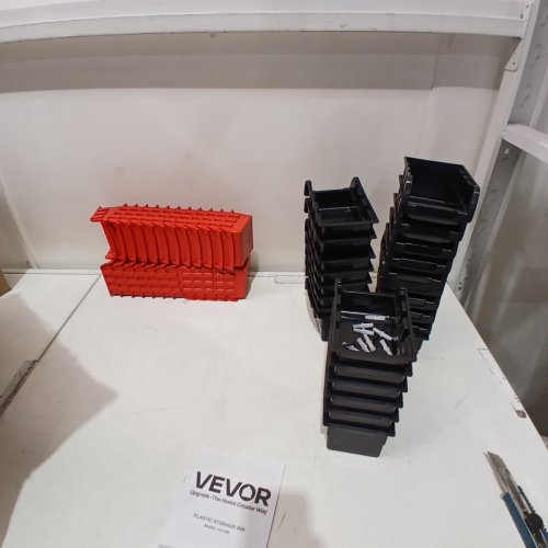 48PC WALL MOUNTED STORAGE RACK - 37" X 21" - BLACK/RED (MODEL: 12119B) image 2