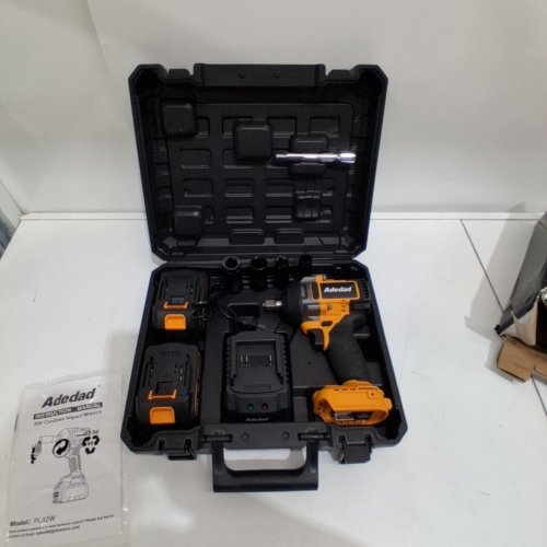 ADEDAD POWER IMPACT WRENCH 400N.M IMPACT GUN CORDLESS WITH BATTERIES - 17/19/20/21MM SOCKETS AND 5 INCH EXTENSION ROD - 3000RPM - YELLOW (MODEL: A200201) image 3