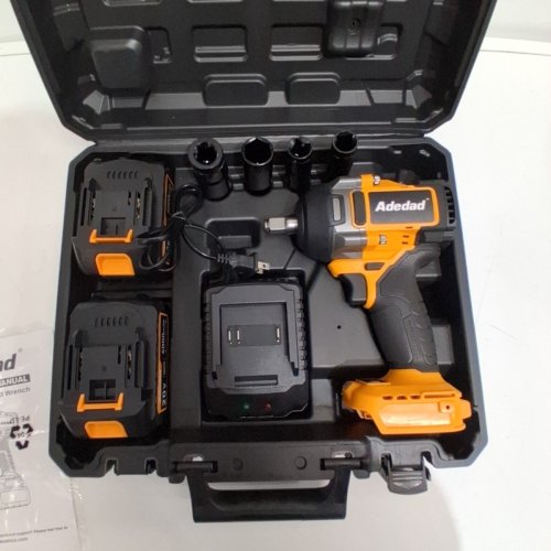 ADEDAD POWER IMPACT WRENCH 400N.M IMPACT GUN CORDLESS WITH BATTERIES - 17/19/20/21MM SOCKETS AND 5 INCH EXTENSION ROD - 3000RPM - YELLOW (MODEL: A200201) image 4