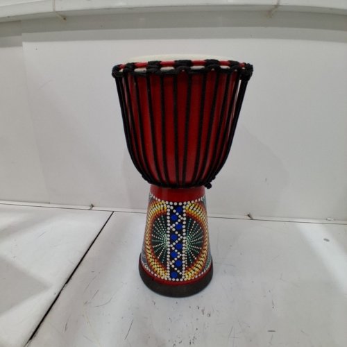 LOTMUSIC DJEMBE AFRICAN DRUM BONGO - STANDARD SIZE MAHOGANY GOATSKIN DRUMHEAD - 8" - RED image 2