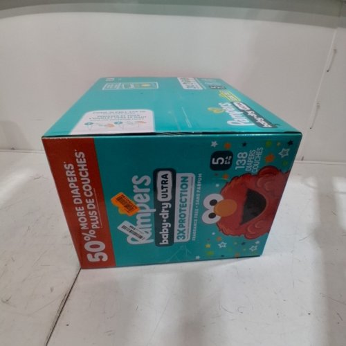 138PK PAMPERS BABY DRY ULTRA DISPOSABLE DIAPERS - SIZE 5 - ELMO SESAME STREET image 2