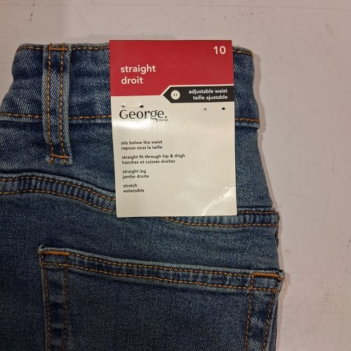 BOYS' GEORGE STRAIGHT ADJUSTABLE WAIST JEANS - SIZE 10 - BLUE image 3