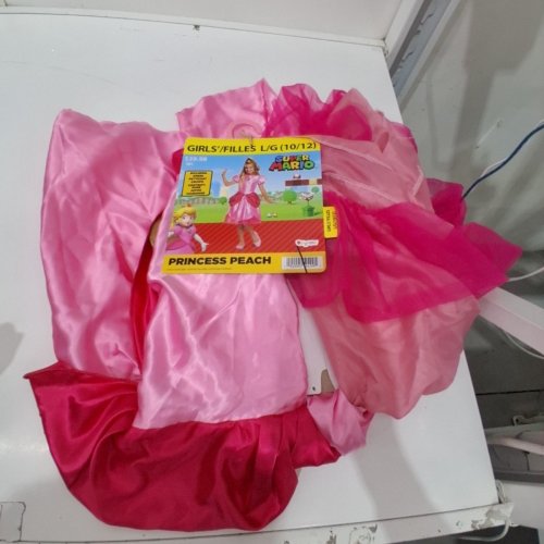3PC GIRL'S DISGUISE PRINCESS PEACH COSTUME - LARGE (10/12) - PINK image 2