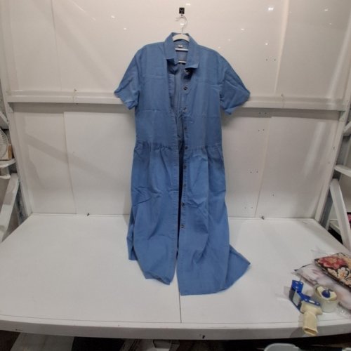 WOMEN'S BUTTON-FRONT DEMIN DRESS - EXTRA LARGE - BLUE image 2