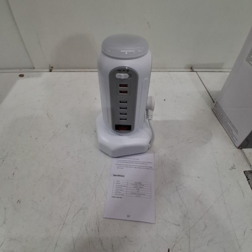 CURRENT TAP RGB LIGHT POWER STRIP TOWER - 15 AC OUTLETS/6 USB PORTS - 6.5FT CORD - WHITE/GREY (MODEL: US-101-MQ001) image 3