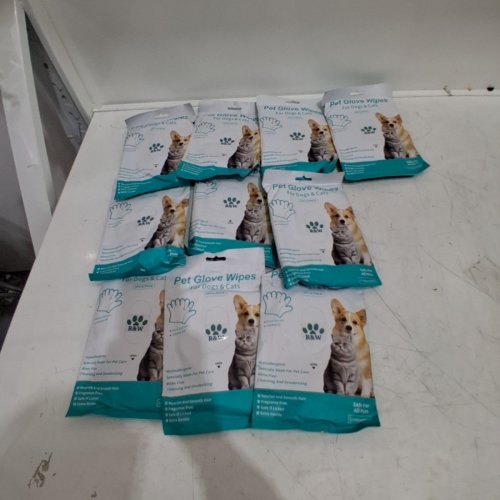 10 (6PK) PET HYPOALLERGENIC CLEANING GLOVE WIPES FOR DOGS & CATS - WHITE image 2