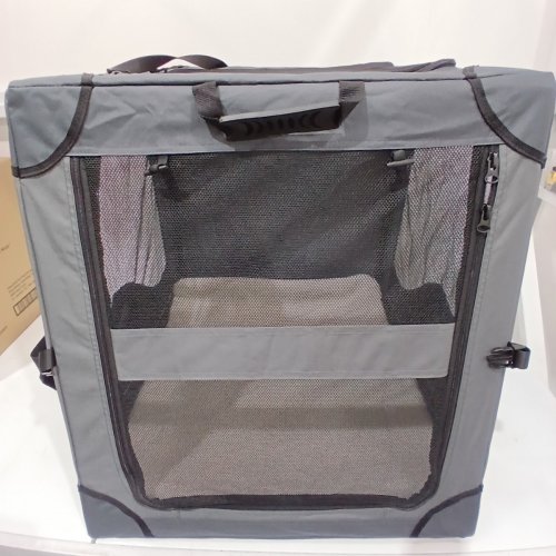 SNAGLE PAW PORTABLE MESH DOG CAR CRATE WITH 3-POINT SEAT SECUREMENT - 26" - GREY image 4