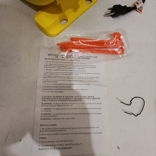 FIHISS INFLATABLE BLOWER PUMP FOR BOUNCE HOUSES - 550W - YELLOW (MODEL: YT-550W-F2) image 4