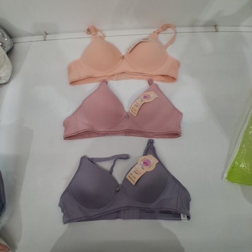 3PK WOMEN'S ASSORTED BRAS - 36 - ORANGE/PINK/PURPLE image 2