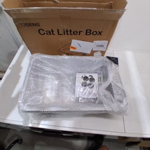 KISENG STAINLESS STEEL CAT LITTER BOX - 17" X 13" - GREY image 2