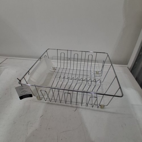 MAINSTAYS SMALL WIRE DISH RACK - 14"X12.5"X5.5" - CHROME/WHITE image 2