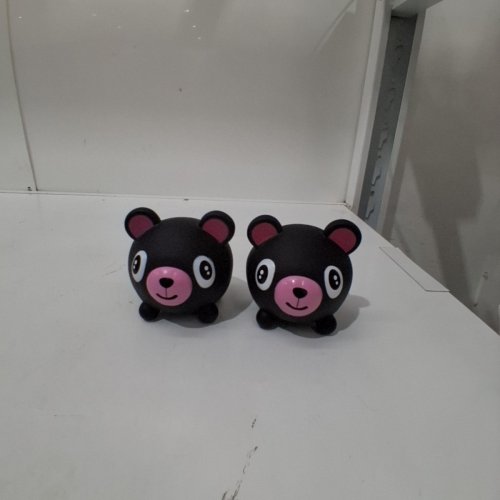 2PK BEAR TONGUE OUT SQUEEZE TOYS - BLACK AND PINK image 3