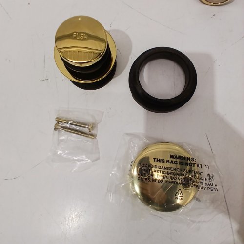 TUBULAR BATH DRAIN KIT WITH TIP-TOE BATH DRAIN STOPPER - 18" - POLISHED BRASS image 4