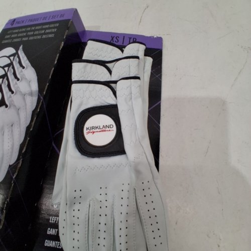4PK KIRKLAND SIGNATURE CABRETTA LEATHER GOLF GLOVES - LEFT HAND - EXTRA SMALL- WHITE (MODEL: 1418682) image 2