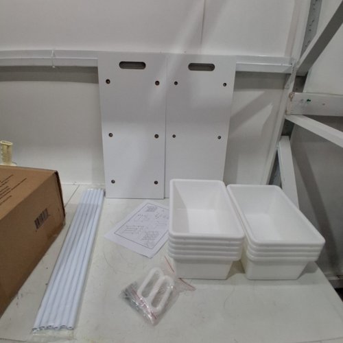 LENNOX HOME FURNITURE 3-TIER TOY STORAGE ORGANIZER WITH 9 PLASTIC WHITE BINS - WHITE (MODEL: JWTR-3006 WHITE) image 2