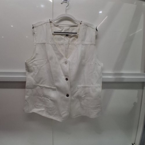 WOMEN'S DENIM BUTTON-UP VEST - EXTRA LARGE - WHITE image 2
