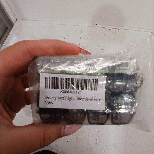2 (2PC) TWO ROW KEYBOARD CLICK LIGHT UP FIDGET TOYS - 3" - BLACK/GREEN image 3