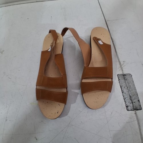 WOMEN'S FANKIWAY THICK HEEL OPEN TOE SANDALS WITH BUCKLE STRAP - SIZE 41 (8.5) - BROWN image 3