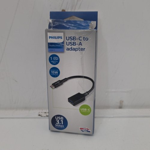PHILIPS USB-C TO USB-A ADAPTER - USB 3.1 SPEEDS UP TO 5GBPS - 15W CHARGING - BLACK (MODEL: SWU7113A/27) image 3