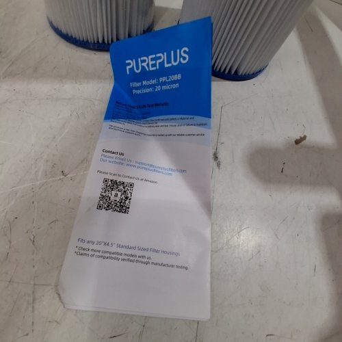 2PK PUREPLUS PLEATED SEDIMENT WATER FILTER CARTRIDGES - 20" X 4.5" - 20 MICRON (MODEL: PPL20BB) image 3