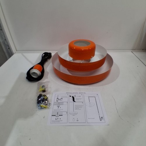 DOUNGROS PLUG-IN HANGING PENDANT LIGHT FIXTURE - 13.7" - ORANGE (MODEL: ‎DR011-CA) image 2
