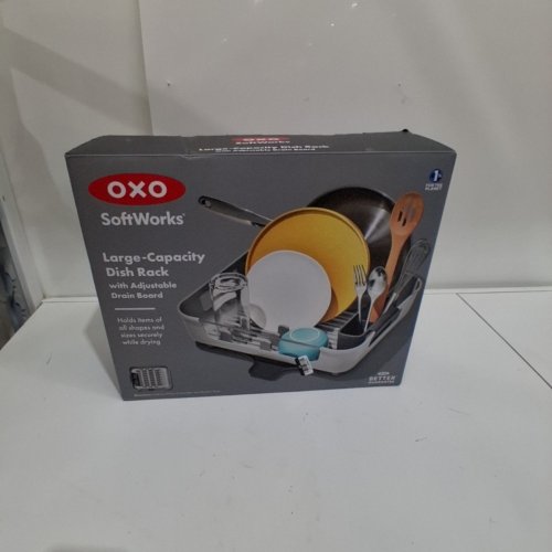 OXO LARGE-CAPACITY DISH RACK WITH ADJUSTABLE DRAIN BOARD - GREY (MODEL: 23219100) image 4