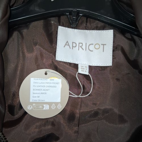 WOMEN'S APIRCOT PATCH POCKET LEATHER OVERSIZED BOMBER JACKET - SMALL - BROWN image 6