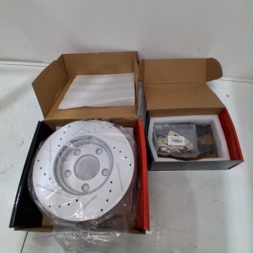 A-PREMIUM FRONT DRILLED SLOTTED BRAKE ROTOR AND BRAKE PAD SET FOR FORD MUSTANG 1999-2004 - (MODEL: BRPS01104-C) image 3