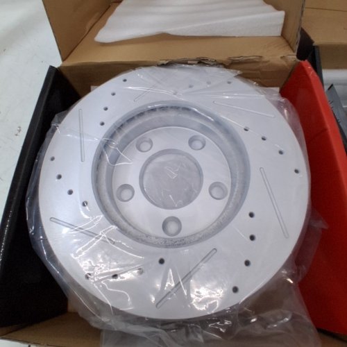 A-PREMIUM FRONT DRILLED SLOTTED BRAKE ROTOR AND BRAKE PAD SET FOR FORD MUSTANG 1999-2004 - (MODEL: BRPS01104-C) image 4