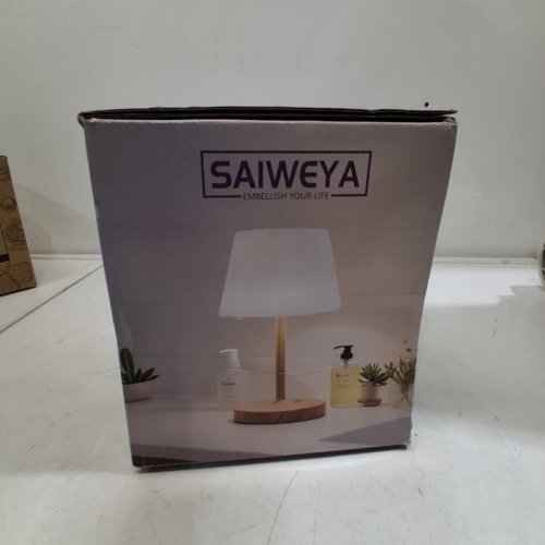SAIWEYA LED TABLE LAMP WITH USB CHARGING - 4000 MAH - 9.6" - WHITE / LIGHT WOOD (MODEL: TM-T30-01) image 4