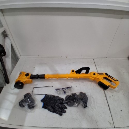 **TOOL ONLY** LIGHTWEIGHT BRUSHLESS CORDLESS ELECTRIC STRING TRIMMER/EDGER WITH REAR WHEEL & 4 SPOOL LINES - 7.5" CUTTING WIDTH - COMPATIBLE WITH DEWALT 20V MAX BATTERY - YELLOW/BLACK image 3