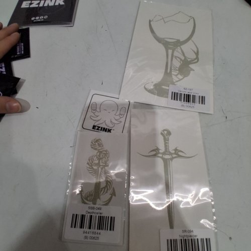 6PC EZINK ASSORTED LONG LASTING TEMPORARY TATTOOS - BLACK image 3