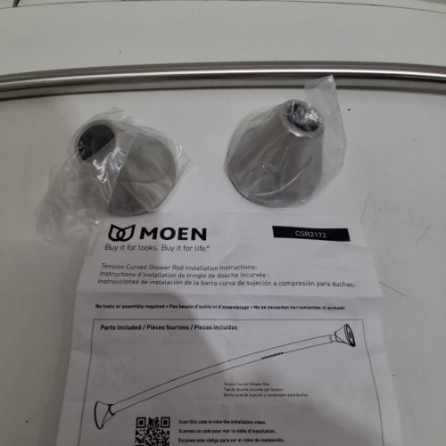 MOEN TENSION CURVED SHOWER ROD - 5FT - BRUSHED NICKEL (MODEL: CSR2172BN) image 4