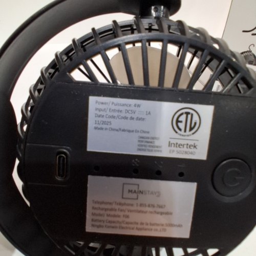 MAINSTAYS RECHARGEABLE FLEXIBLE TRIPOD FAN - BLACK (MODEL: F06) image 3