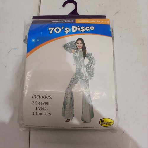 4PC WOMEN'S PARTYHOLIC 70FTS DISCO COSTUME - MEDIUM (8-10) - SILVER image 2
