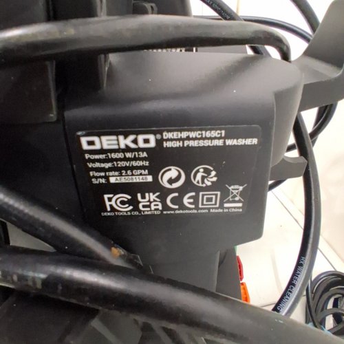 DEKO ELECTRIC PRESSURE WASHER - 2.8GPM - BLACK/GREEN (MODEL: DKEHPWC165C1) image 3