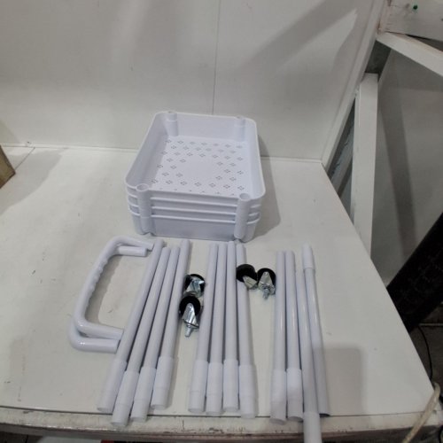SYWHITTA 4-TIER PLASTIC ROLLING UTILITY CART WITH HANDLES - 15" X 11.5" X 41" - WHITE- (MODEL: GC-UC04W) image 2