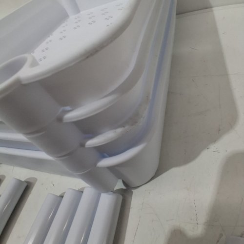 SYWHITTA 4-TIER PLASTIC ROLLING UTILITY CART WITH HANDLES - 15" X 11.5" X 41" - WHITE- (MODEL: GC-UC04W) image 4