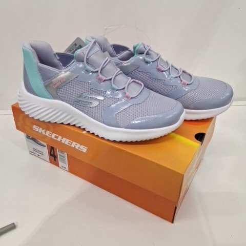 GIRL'S SKECHERS SNEAKERS - SIZE 4 - LAVENDER/TEAL/PINK/WHITE (STYLE: 2001659) image 2