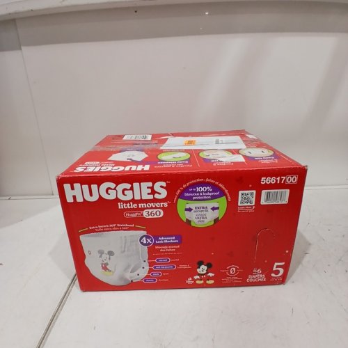 56PK HUGGIES LITTLE MOVERS HUGGFIT BABY DIAPERS WITH 360° WAISTBAND - SIZE 5 (MODEL: 5660200) image 3