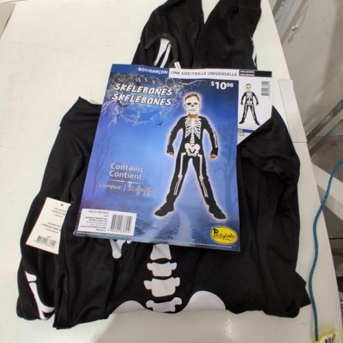 BOYS PARTYHOLIC SKELEBONES COSTUME JUMPSUIT - ONE SIZE - BLACK / WHITE image 2