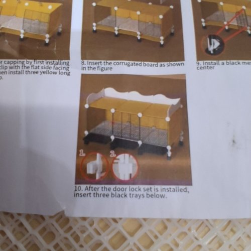 INDOOR SMALL ANIMAL CAGE WITH PULL-OUT TRAYS - METAL WIRE / PLASTIC PANELS - YELLOW/WHITE image 7