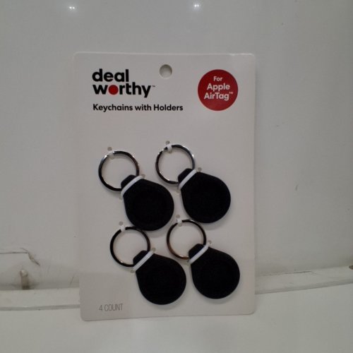 4PK DEALWORTHY KEY CHAINS WITH AIR TAG HOLDERS - FOR APPLE AIRTAG - BLACK/SILVER image 2