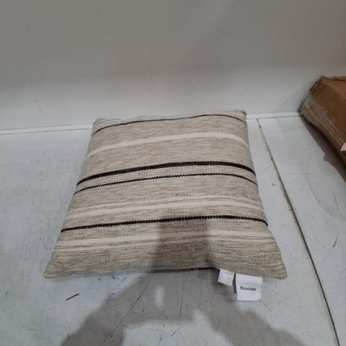 BOUCLAIR POSEY DECORTIVE THROW PILLOW - 18" X 18" - BEIGE AND BLACK (STYLE: BRYNN) image 2