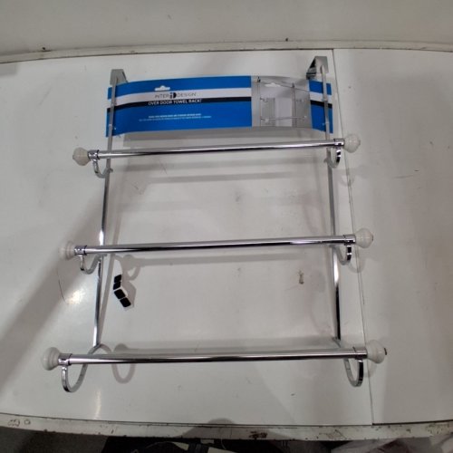 INTERDESIGN OVER DOOR TOWEL RACK - CHROME/WHITE image 3