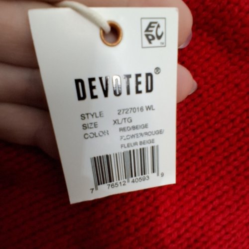 WOMEN'S DEVOTED EMBROIDERED CREW NECK SWEATER - EXTRA LARGE - RED / BEIGE FLOWER (STYLE: 2727016 WL) image 2