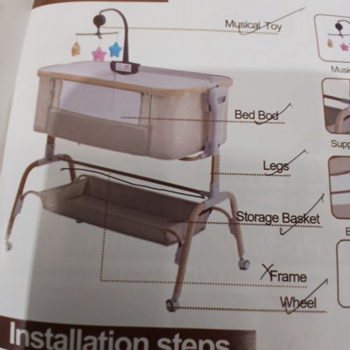 PORTABLE ROCKING BEDSIDE BABY BASSINET - LIGHT GREY / NATURAL BROWN (MODEL: QMW-001) image 5