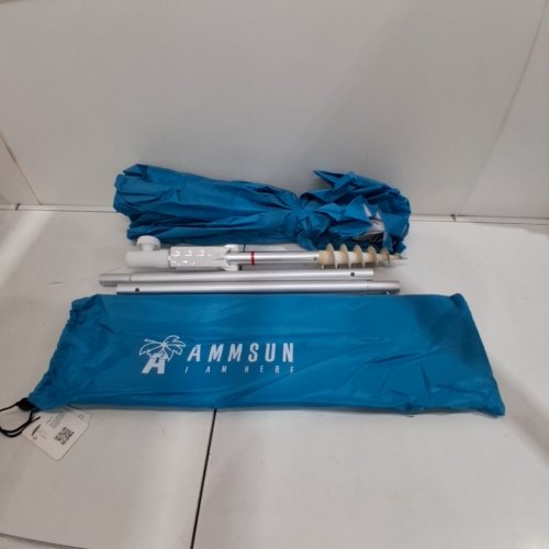 AMMSUN TWICE FOLDED PORTABLE TRAVEL BEACH UMBRELLA - 6.5FT - TEAL image 3