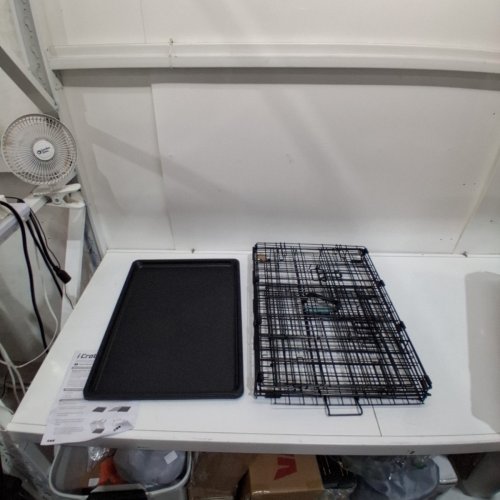 MIDWEST PET ICRATE DOUBLE DOOR FOLDING METAL CRATE WITH DIVIDER PANEL, FEET & LEAK-PROOF DOG TRAY - 24"X18"X19" - BLACK (M#:1542DD) image 2